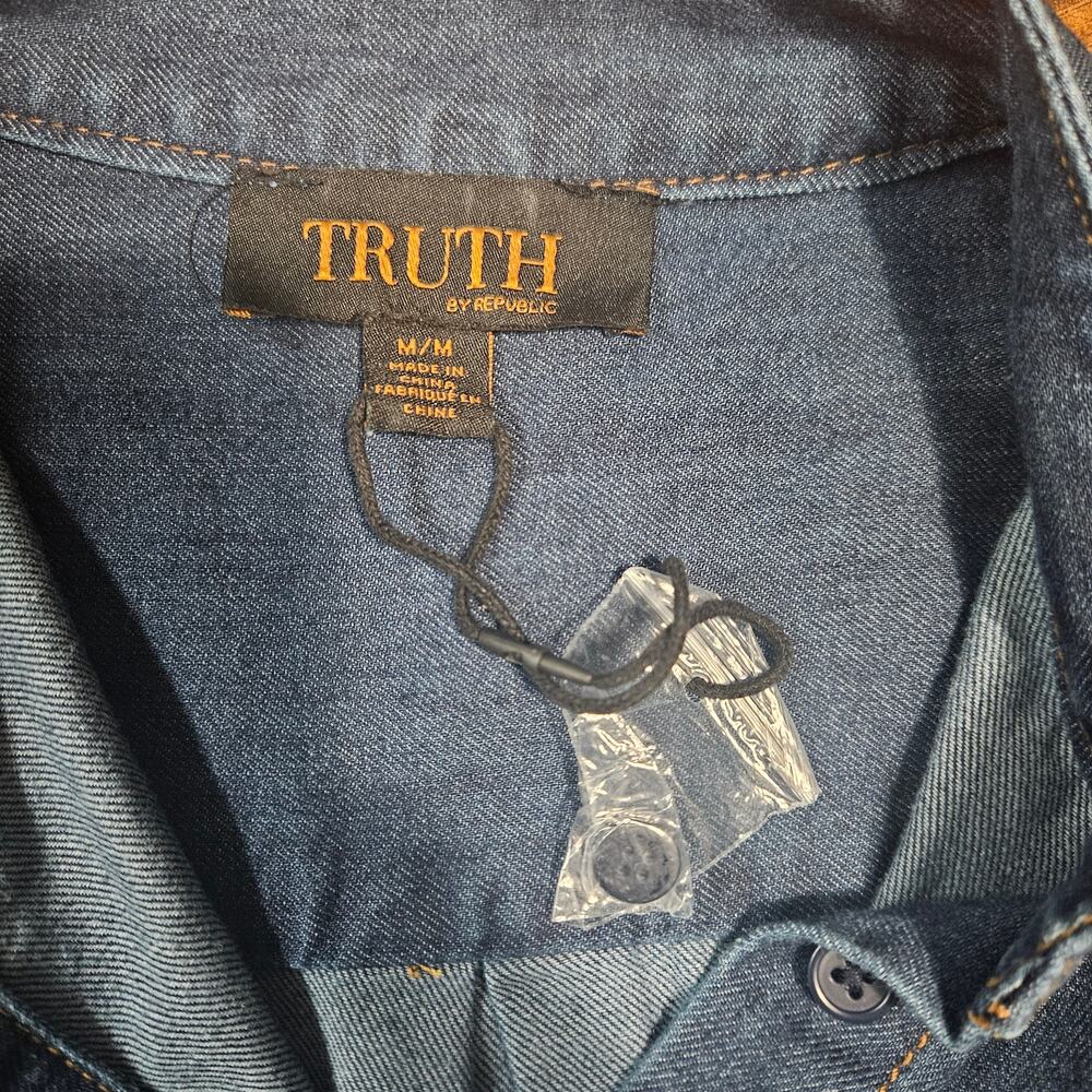 Truth by Republic Denim Puff Sleeve Blouse Size M 100% Cotton Prairie - Picture 5 of 8